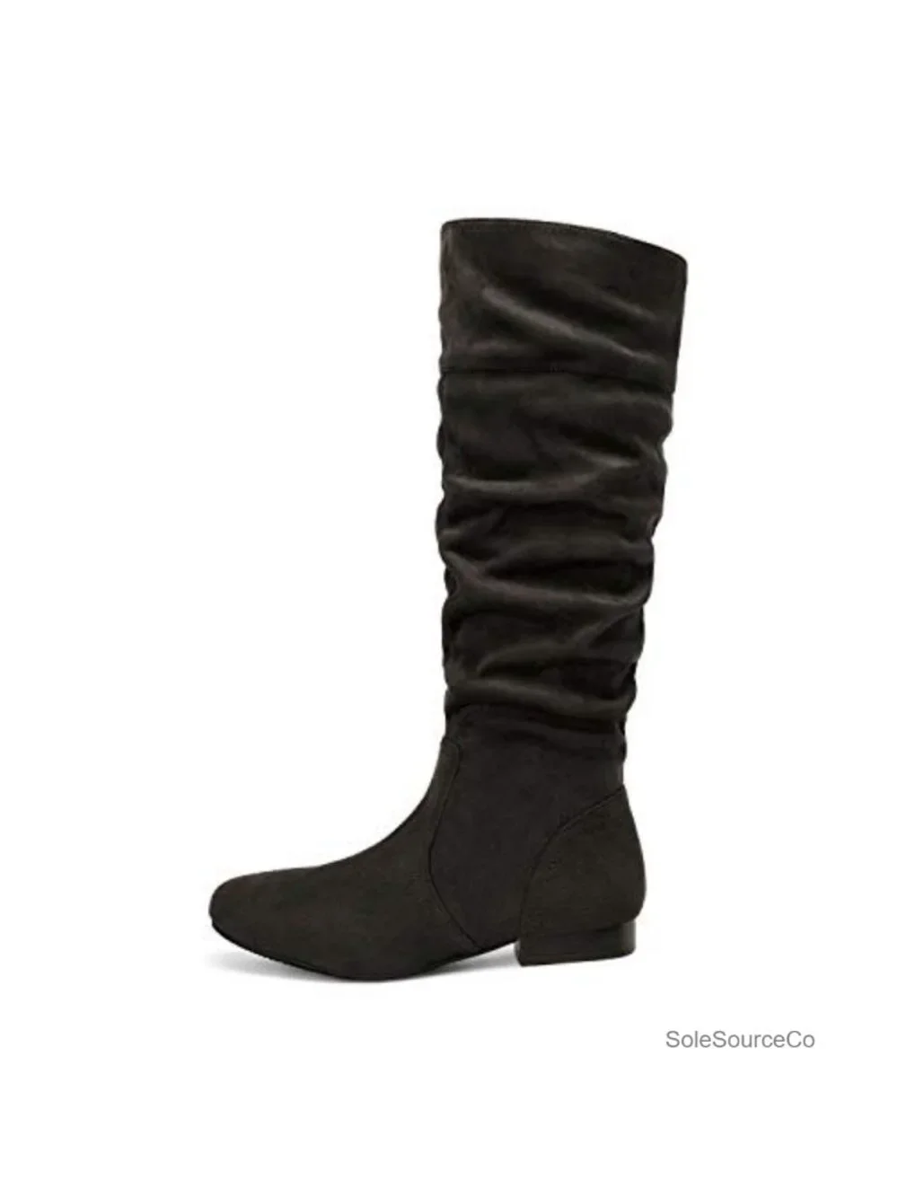 Faux Suede Knee High Pull On Winter Boots with Faux Fur Lining